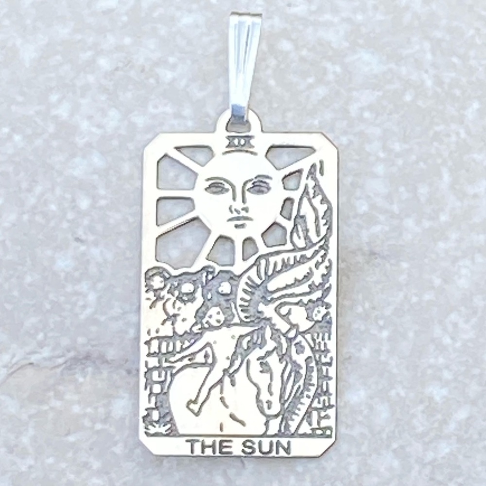 Sun Tarot Card Pendant solid .925 Sterling Silver dainty made in USA
